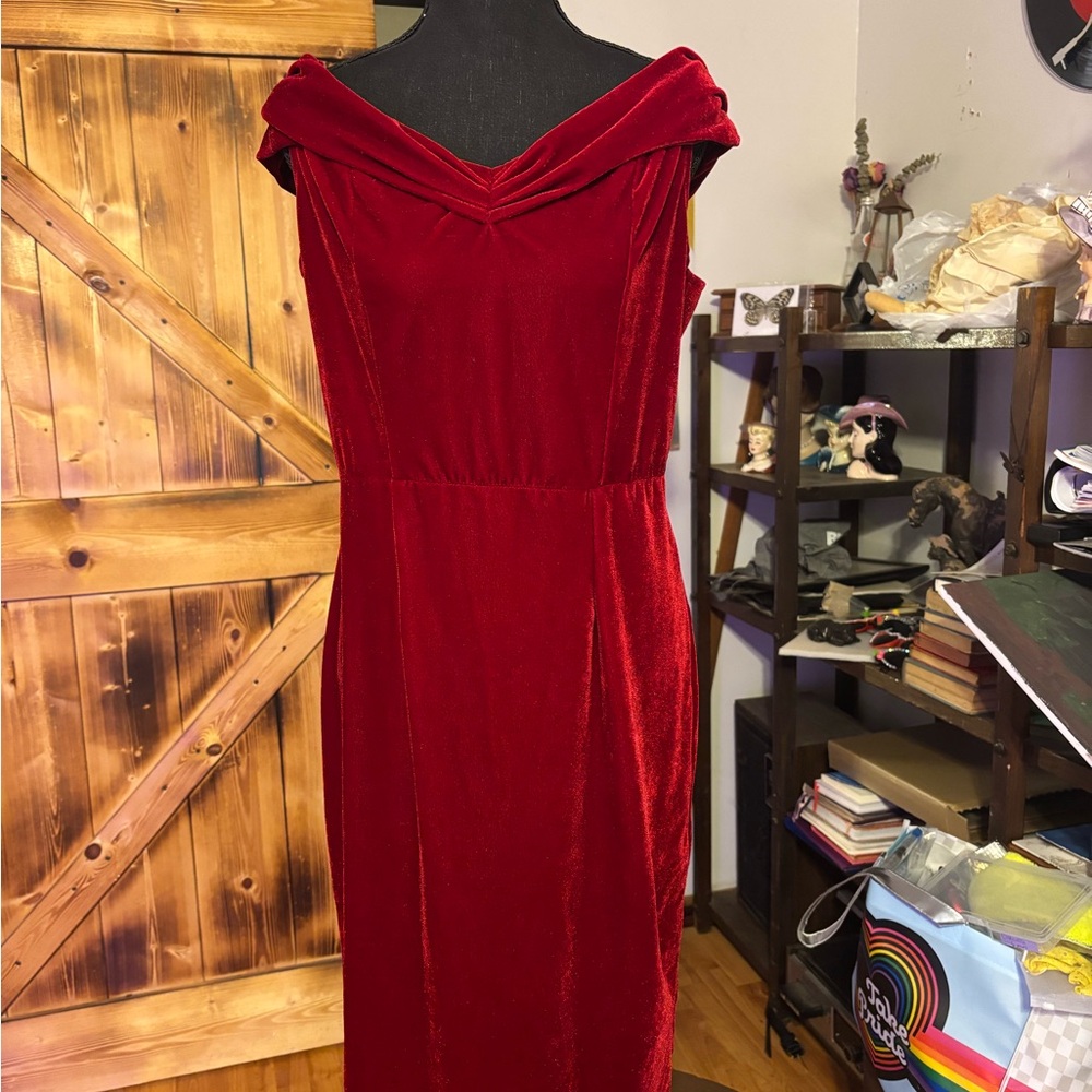 Elegant Red Velvet Dress